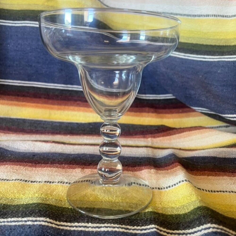 Set Of 3 Vintage Libbey Metrolopolis Margarita Glasses With Ball Stem Design